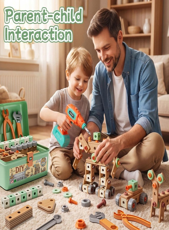 CUTE STONE 158-Piece Kids Tool Set with Toy Drill, STEM Construction Tool Kit with Storage Box, Pretend Play Building Toy, Montessori Educational Gift for Boys and Girls Ages 3-6 - Image 4