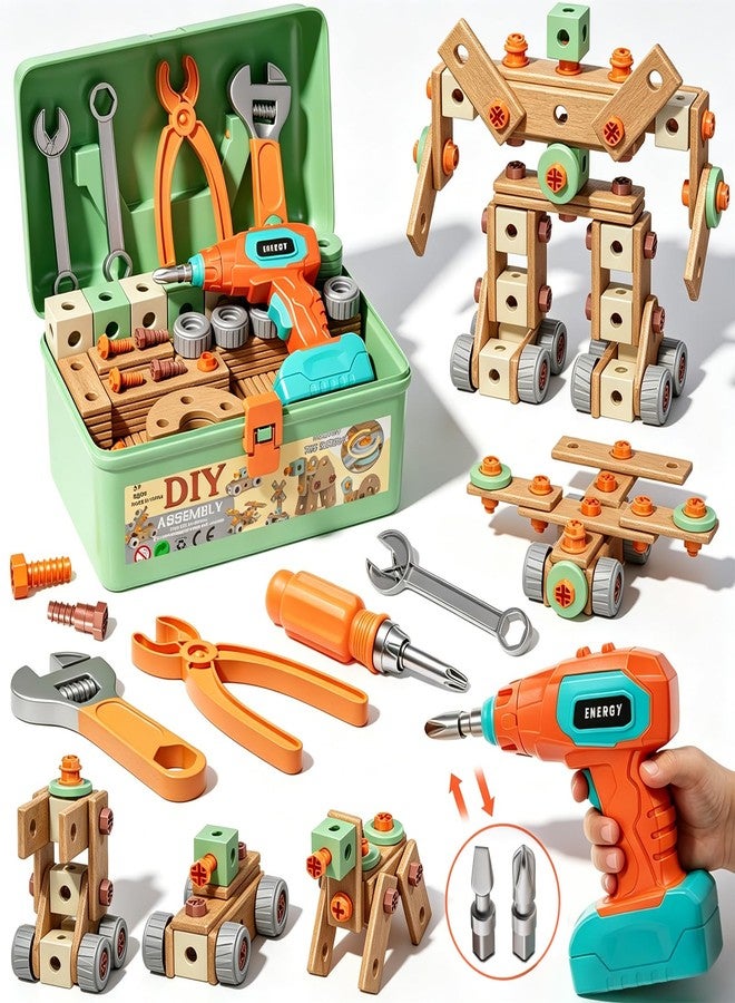 CUTE STONE 158-Piece Kids Tool Set with Toy Drill, STEM Construction Tool Kit with Storage Box, Pretend Play Building Toy, Montessori Educational Gift for Boys and Girls Ages 3-6 - Image 1