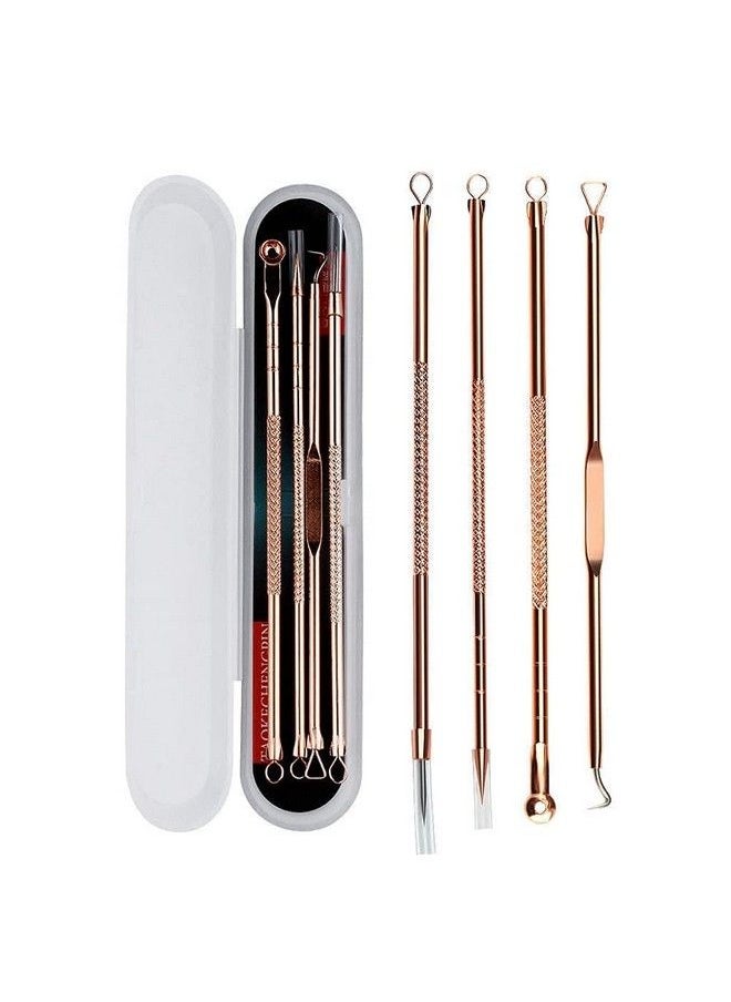 SKINPLUS 4Pcs Blackhead Pimple Golden Remover Tools For Face Professional Extractor Tweezers Kit For Remove Acne Pimple Comedown Extractor Black Heads Removing On Face Removal  - Image 1