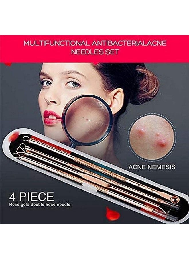 SKINPLUS 4Pcs Blackhead Pimple Golden Remover Tools For Face Professional Extractor Tweezers Kit For Remove Acne Pimple Comedown Extractor Black Heads Removing On Face Removal  - Image 4