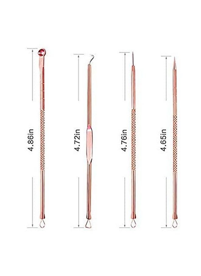 SKINPLUS 4Pcs Blackhead Pimple Golden Remover Tools For Face Professional Extractor Tweezers Kit For Remove Acne Pimple Comedown Extractor Black Heads Removing On Face Removal  - Image 3