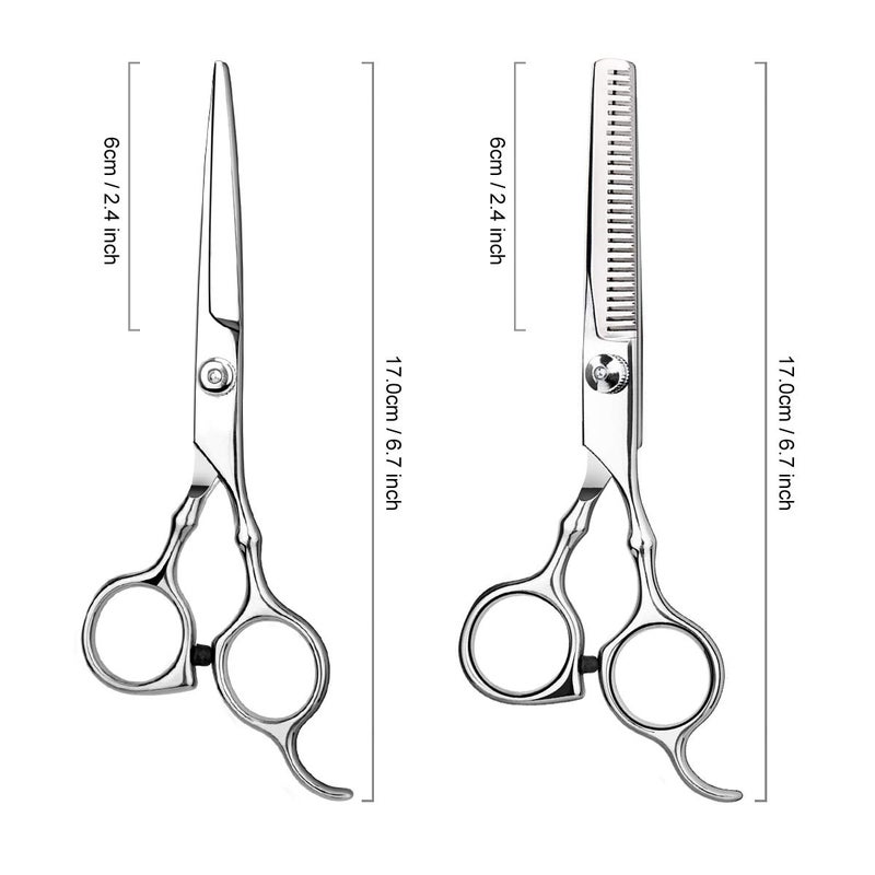 Himart Hair Cutting Scissors Professional Home Haircutting Barber/Salon Thinning Shears Kit with Comb and Case for Men/Women (Silver) - Image 5