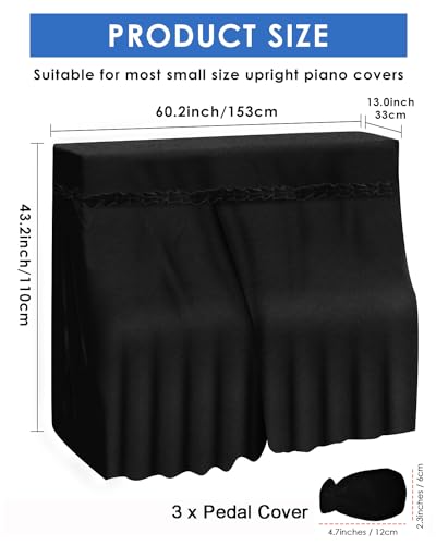 TINDTOP Upright Piano Cover, Velvet Full Dustproof Moistureproof Piano Cover Fits Standard Size Piano Cover - Image 2