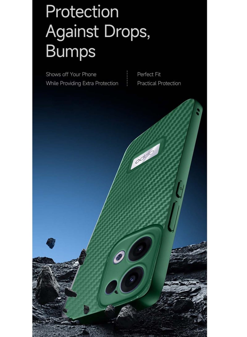 Wtech Oppo Reno13 5G 2024 Liquid Silicone Carbon Fiber Texture Case Cover - Dark Green - Image 4