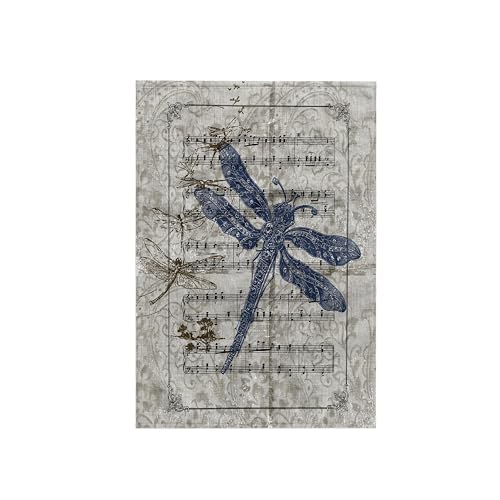3DROSE 3D Rose Vintage Dragonflies On Sheet of Music Hand/Sports Towel, 15 x 22 - Image 1