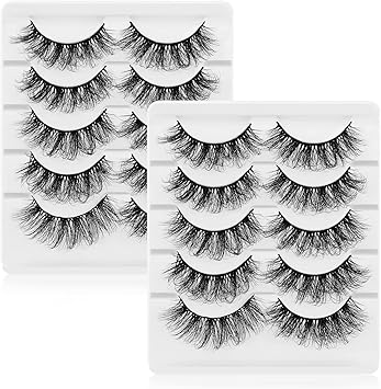 Sibba Multilayered 5D Lashes False Eyelashes 10 Pairs Dramatic 20 mm Faux Mink Fake Lashes Pack Wispy Long Thick High Crossed Volume Fluffy Eyelash Extension Strip Eye Makeup - Image 2