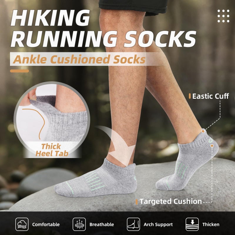 Lapulas Merino Wool Ankle Hiking Running Socks for Men Women Breathable Compression Thick Athletic No Show Socks 6 Pairs - Image 3