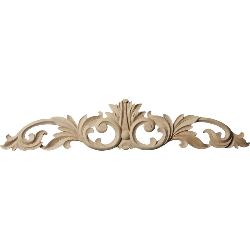 Ekena Millwork ONL24X05X01LFMA Medium Green Leaf Center with Scrolls Wood Onlays, 24 3/4"W x 5 1/8"H x 3/4"D, Maple - Image 5