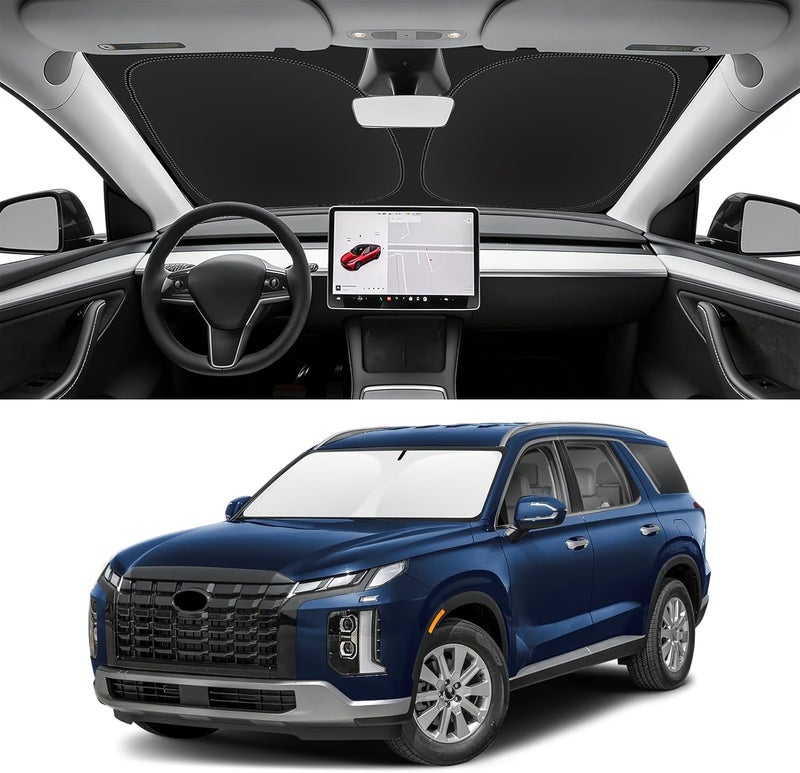 SLOGENTO Custom Fit Windshield Sun Shade for Hyundai Palisade 2020-2025, Blocks UV & Heat, Front Window Sunshade Accessorie, Easy Fold & Store Keep Your Car Cooler - Image 1