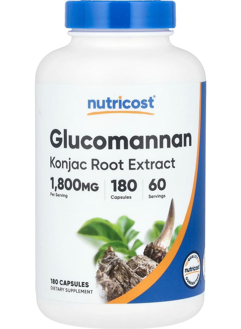 Nutricost مستخلص جذر الكونجاك والغلوكومانان، 1800 مجم، 180 كبسولة (600 مجم لكل كبسولة)
