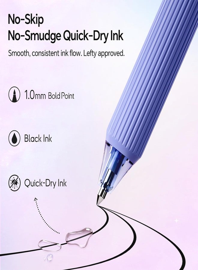 WRITECH أقلام جل WRITECH برأس رفيع: 1.0 مم، حبر أسود قابل للسحب، 4 أقلام، كتابة سلسة مع هيكل ملون متدرج جمالي للكتابة اليومية وتدوين الملاحظات، نقرة صامتة، لا تلطخ، مجموعة أقلام نيبولا - Image 2