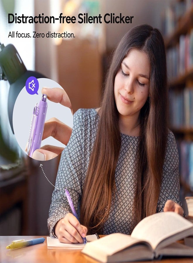 WRITECH أقلام جل WRITECH برأس رفيع: 1.0 مم، حبر أسود قابل للسحب، 4 أقلام، كتابة سلسة مع هيكل ملون متدرج جمالي للكتابة اليومية وتدوين الملاحظات، نقرة صامتة، لا تلطخ، مجموعة أقلام نيبولا - Image 3