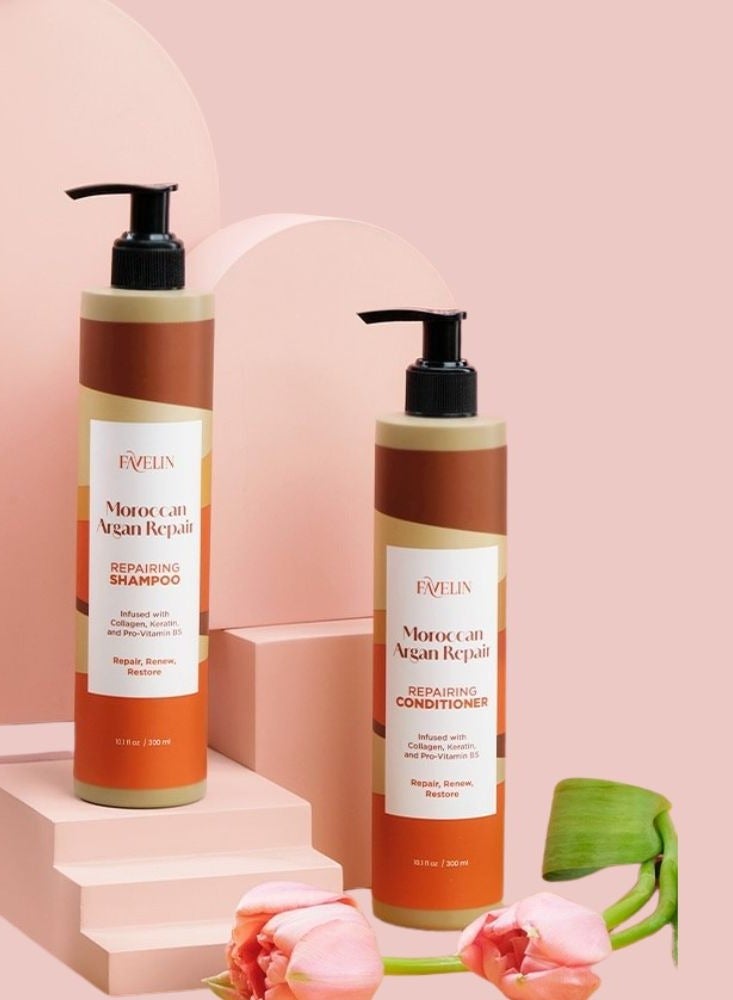 ڤاڨلين مجموعة فافيلين لإصلاح الشعر بالأرغان المغربي | شامبو 300 مل وبلسم 300 مل - Image 4