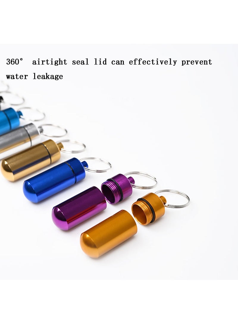 16 Pieces Small Pill Box Portable Keychain Waterproof Aluminum Bottle Holder Travel Container (Random Color) - Image 4