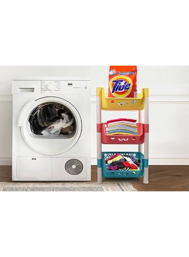 تربو 3 دور بلاستيك متين لتنظيم المطبخ والخضروات بشكل عملي وموفّر للمساحة. - Image 3