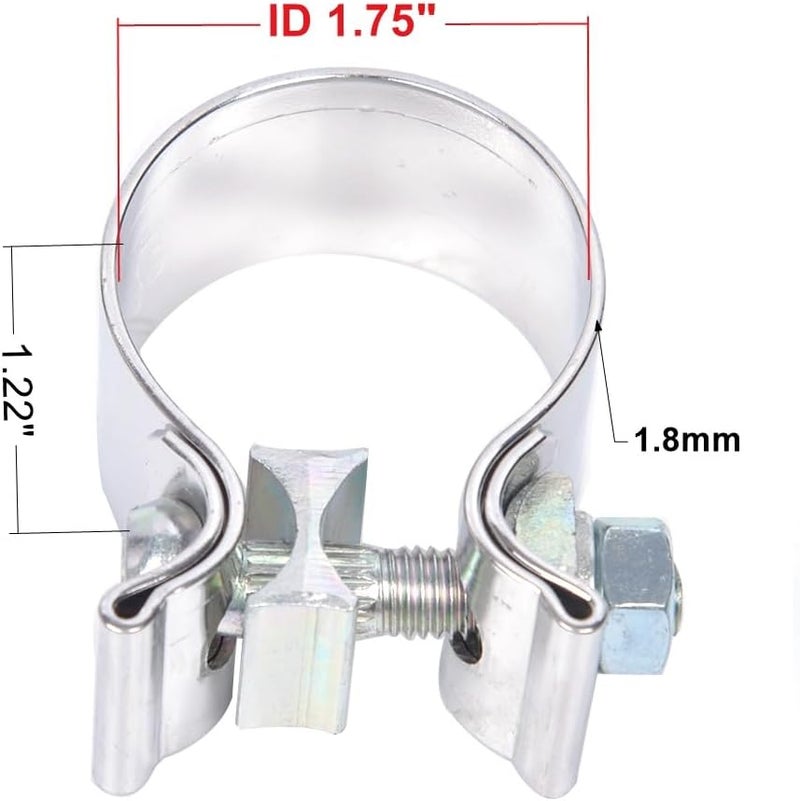 eLifecenter Emotor Universal 1.75" Exhaust Narrow Clamp Stainless Steel (2 Pieces) - Image 2