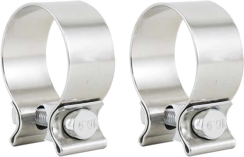 eLifecenter Emotor Universal 1.75" Exhaust Narrow Clamp Stainless Steel (2 Pieces) - Image 1