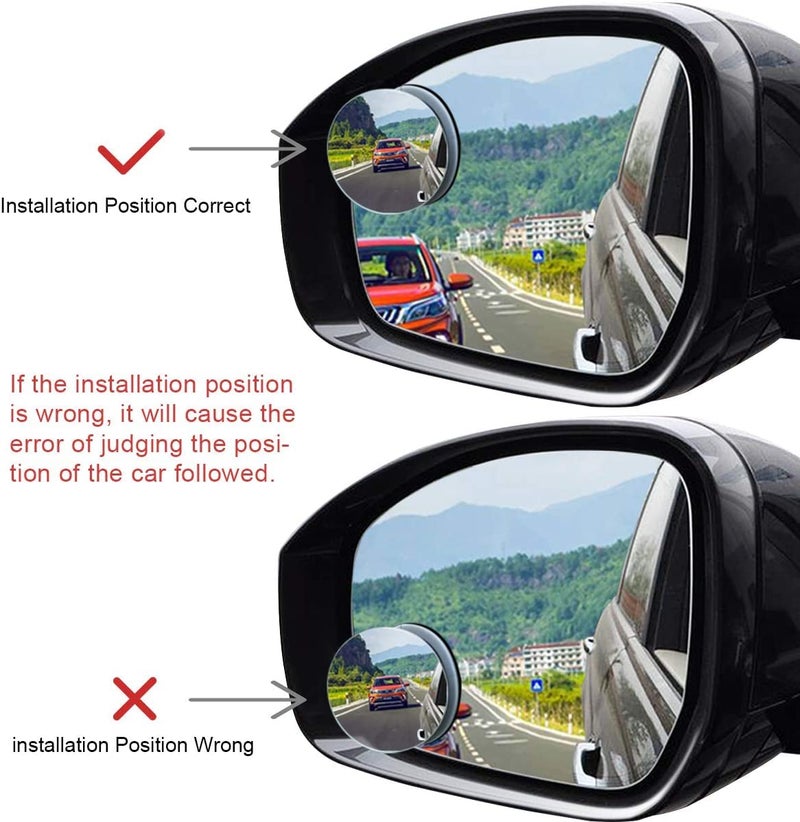HSR Car Accessories Pack of 2 Blind Spot Car Mirrors, 2 Inch Round HD Glass Convex Rear View Wide Angle Side Mirror Blindspot with Self Adhesive Back for Universal Vehicles - Image 3