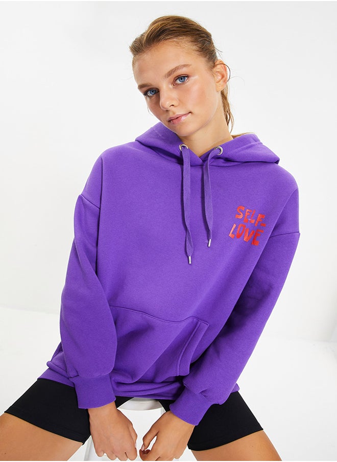 Purple Back with Print Detail Oversized/Wide Fit, Fleece Inside Knitted Sweatshirt TWOAW22SW0687. - pzsku/Z955C8446A77603CAD4BCZ/45/_/1730941014/bd7b552e-816a-4508-ac35-f55aa4223991