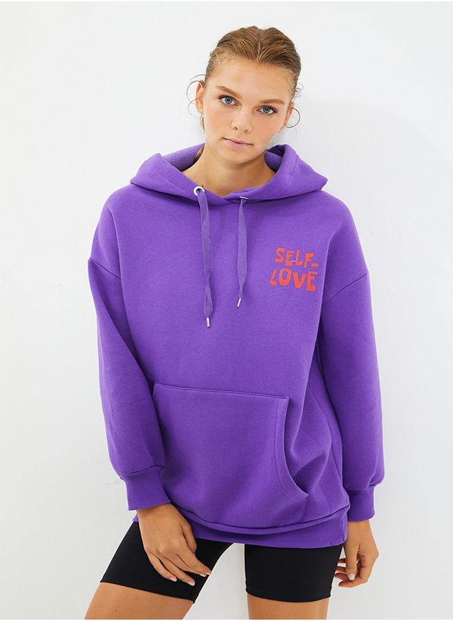 Purple Back with Print Detail Oversized/Wide Fit, Fleece Inside Knitted Sweatshirt TWOAW22SW0687. - pzsku/Z955C8446A77603CAD4BCZ/45/_/1730941022/88597bd5-ddbc-4a80-a44c-610cd62b0bff
