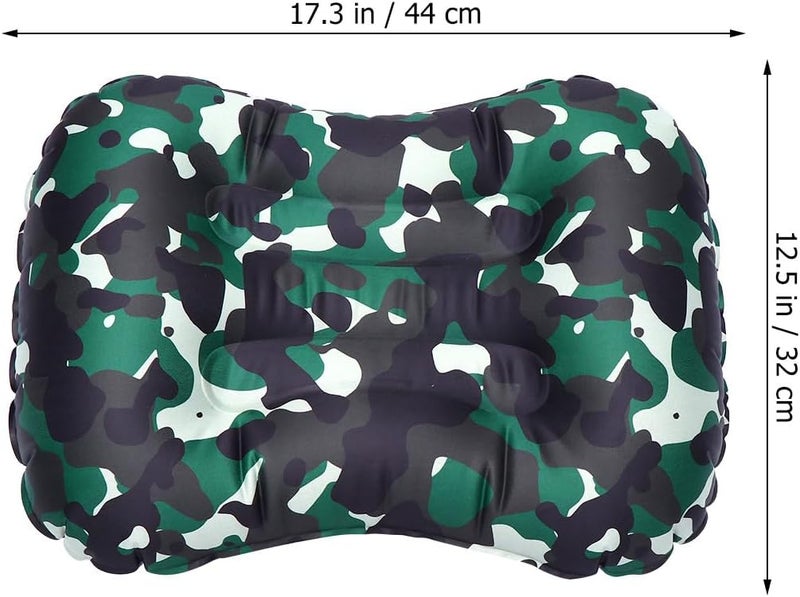 Inflatable Pillow Head Cushion TPU Travel Neck Cushion Portable Camping Rest Pillow for Outdoor Indoor Use Camouflage Green - Image 2
