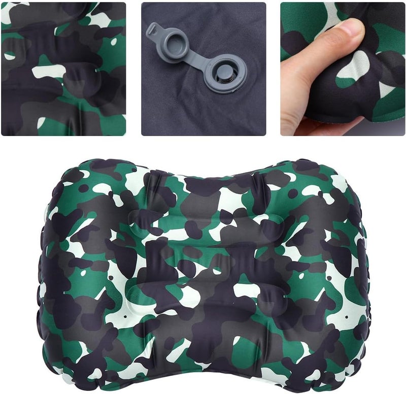 Inflatable Pillow Head Cushion TPU Travel Neck Cushion Portable Camping Rest Pillow for Outdoor Indoor Use Camouflage Green - Image 3