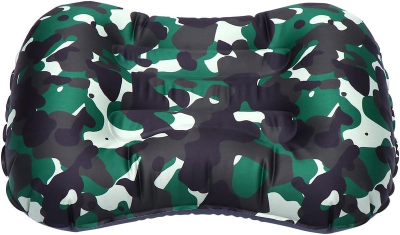 Inflatable Pillow Head Cushion TPU Travel Neck Cushion Portable Camping Rest Pillow for Outdoor Indoor Use Camouflage Green - Image 1