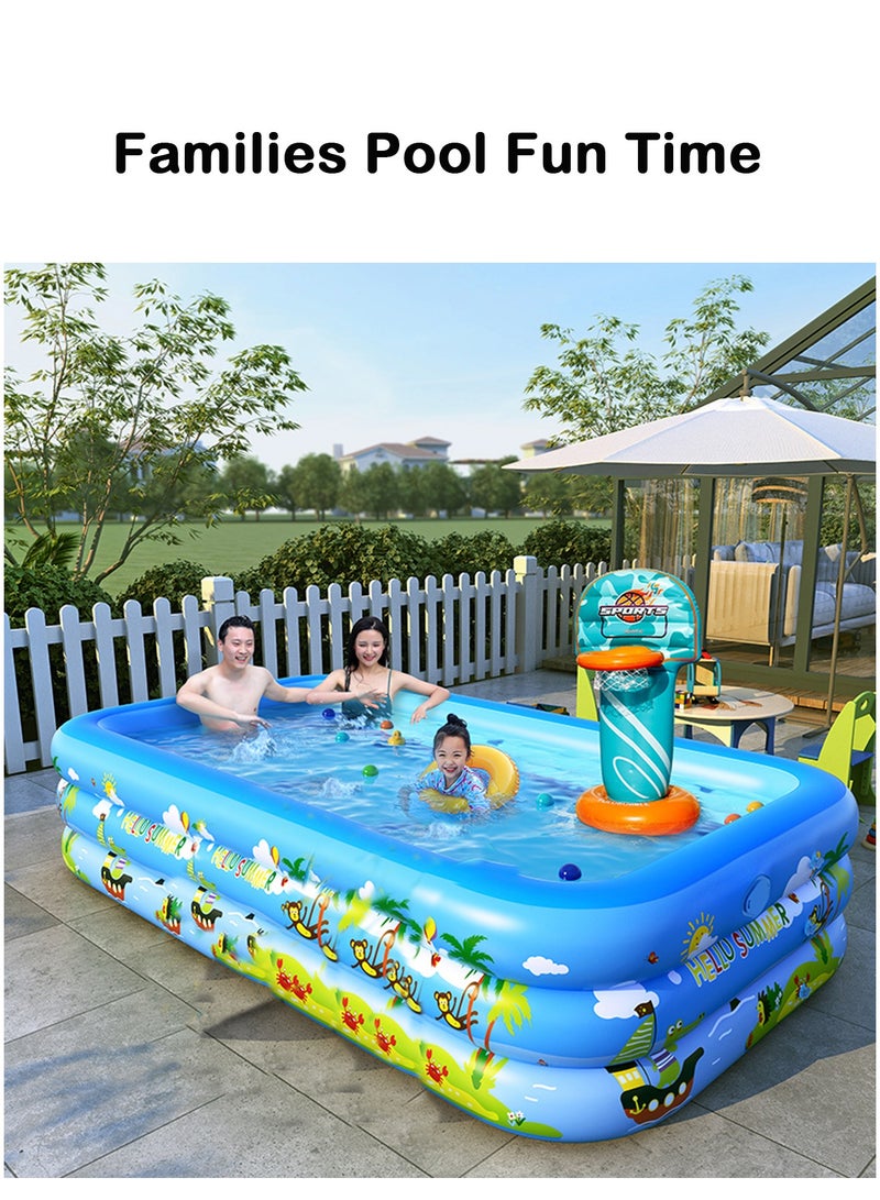 جي تي-ويل حوض سباحة كبير قابل للنفخ مع لعبة كرة سلة قابلة للنفخ للبالغين والأطفال حوض سباحة للأطفال فوق الأرض (4.2 متر) - Image 4