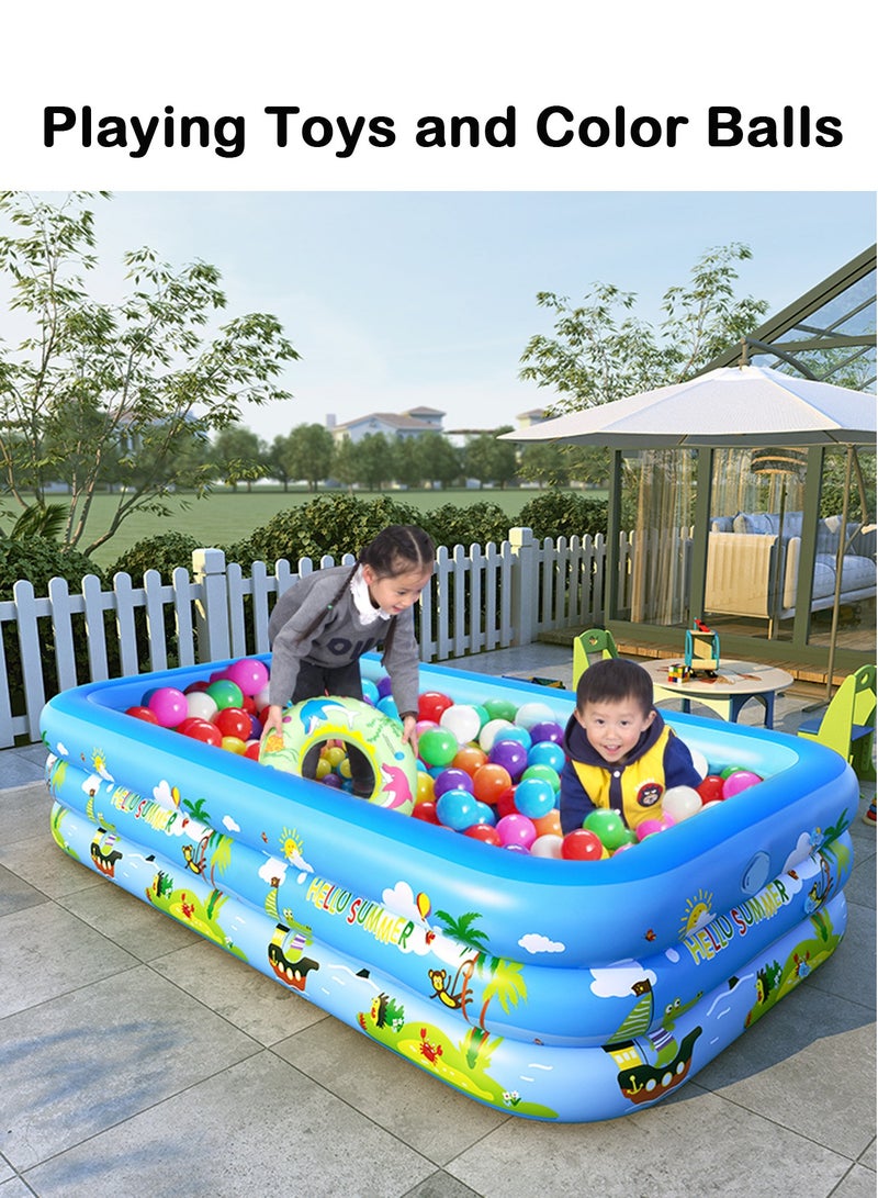 جي تي-ويل حوض سباحة كبير قابل للنفخ مع لعبة كرة سلة قابلة للنفخ للبالغين والأطفال حوض سباحة للأطفال فوق الأرض (4.2 متر) - Image 3