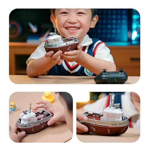 GoolRC RC Boat RC Tugboat Remote Control Boat for Pools and Lakes 24GHz Electric Tugboat Model with Lights Rechargeable Battery for Adults - Image 5