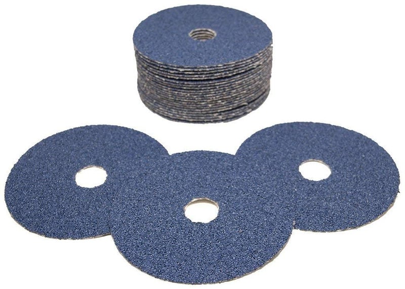 Benchmark Abrasives أقراص صنفرة من Benchmark Abrasives بحجم 5 بوصات، أقراص طحن من ألياف الراتنج زيركونيا للطحن، وإزالة الطلاء على الخشب، والألياف الزجاجية، والصلب، والمعادن، قرص صنفرة بزاوية 7/8 بوصة، عبوة 25 - 36 حبيبة - Image 3