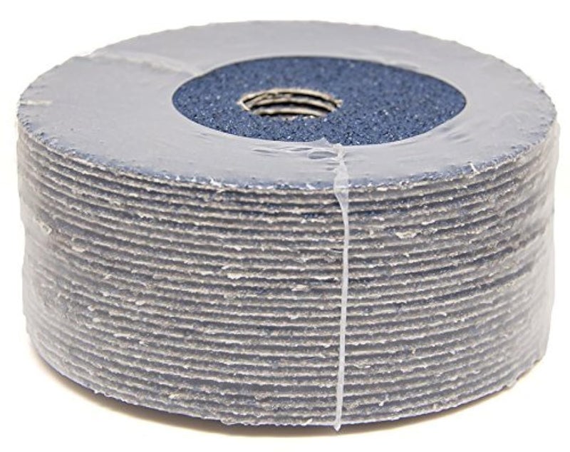 Benchmark Abrasives أقراص صنفرة من Benchmark Abrasives بحجم 5 بوصات، أقراص طحن من ألياف الراتنج زيركونيا للطحن، وإزالة الطلاء على الخشب، والألياف الزجاجية، والصلب، والمعادن، قرص صنفرة بزاوية 7/8 بوصة، عبوة 25 - 36 حبيبة - Image 1