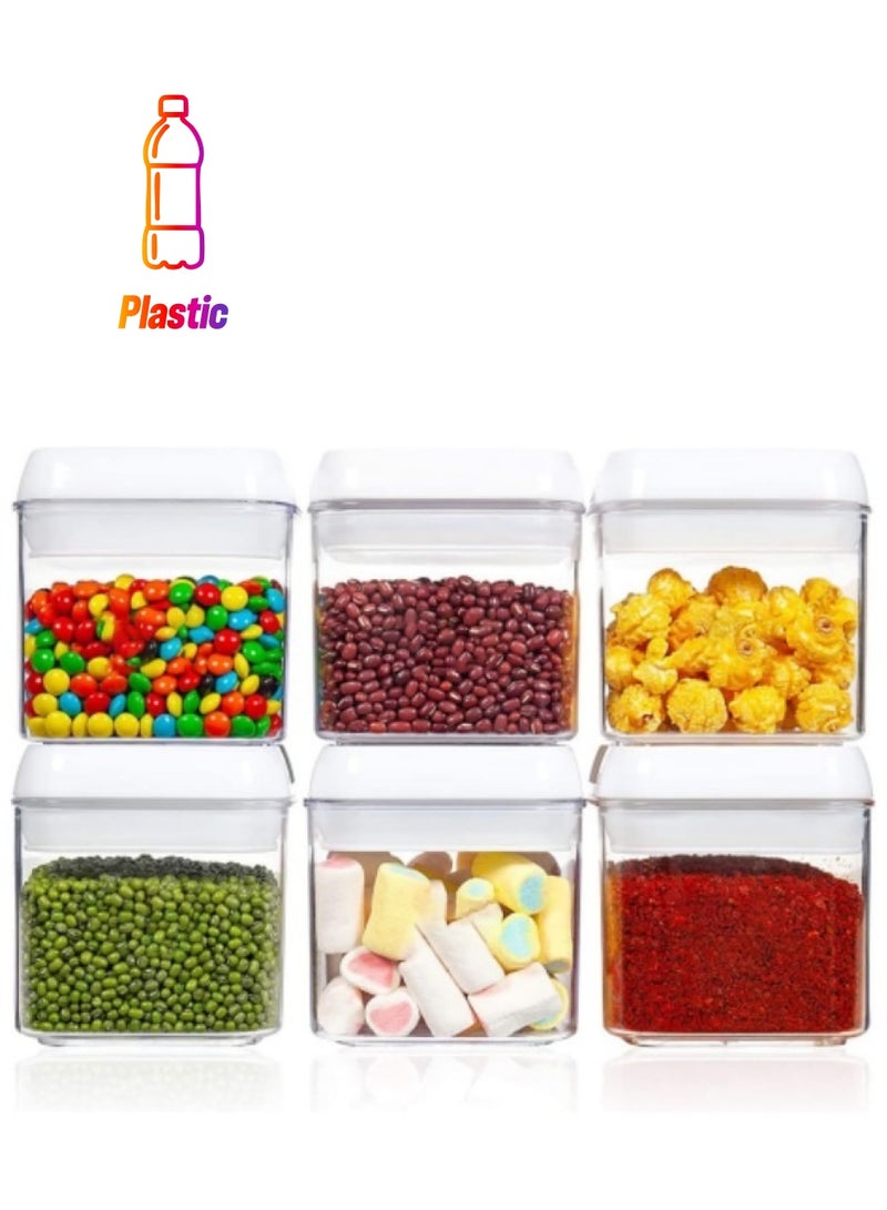 GGEROU Airtight Food Storage Containers Set with Lock Lids, Set of 6, Pantry Organization Plastic Storage Jar Storage Tank for Cereal,Coffee,Sugar 500ml - Image 1