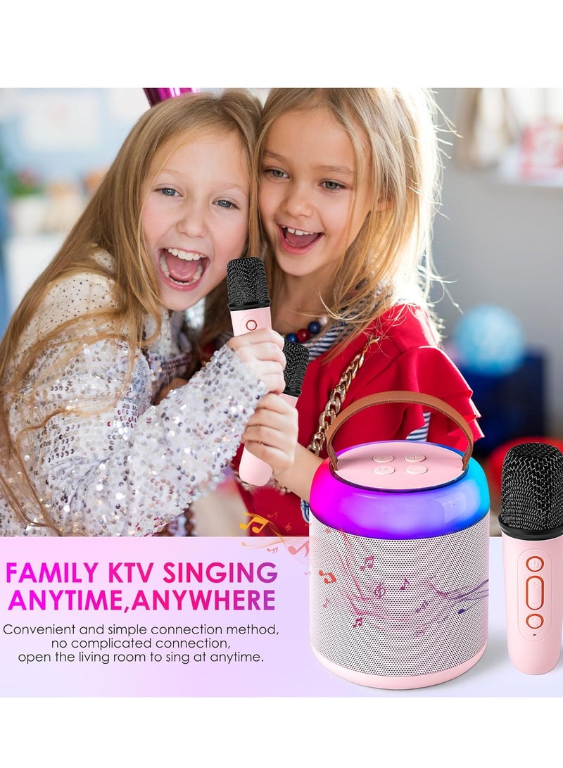 Mini Karaoke Machine with 2 Wireless Microphones for Kids Adults, Portable Bluetooth Speaker Toy for 2-12 Years Old Girls and Boys, Perfect for Birthday Gift and Home Party - Image 2