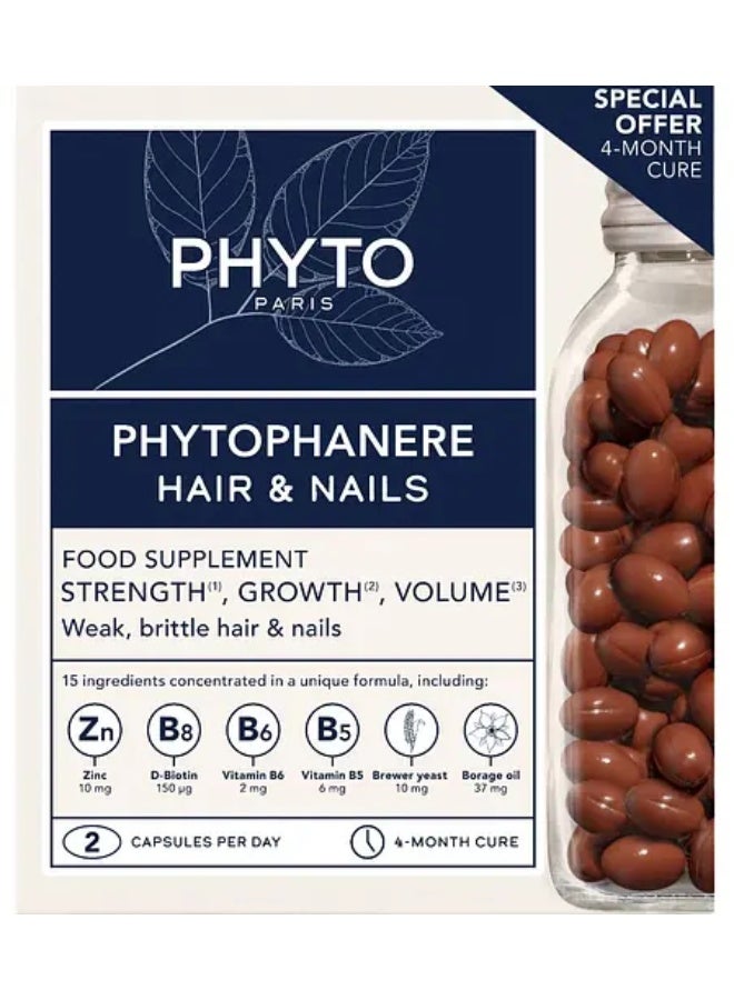 Phyto Paris Phyto Phytophanere Hair & Nails Capsules 240(120 x 2) | 4-Month Supply, Supports Hair Growth & Stronger Nails - Image 1