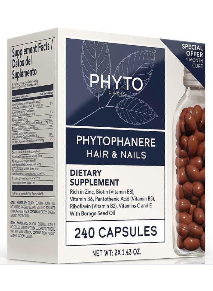 Phyto Paris Phyto Phytophanere Hair & Nails Capsules 240(120 x 2) | 4-Month Supply, Supports Hair Growth & Stronger Nails - Image 2