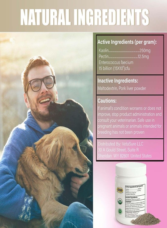 VetaSure Kaolin Pectin Powder for Dogs, Fast-Acting Anti-Diarrhea Formula with Probiotics - Soothes Upset Stomach, Firms Loose Stool, Digestive Support Supplement for Pet - Image 5