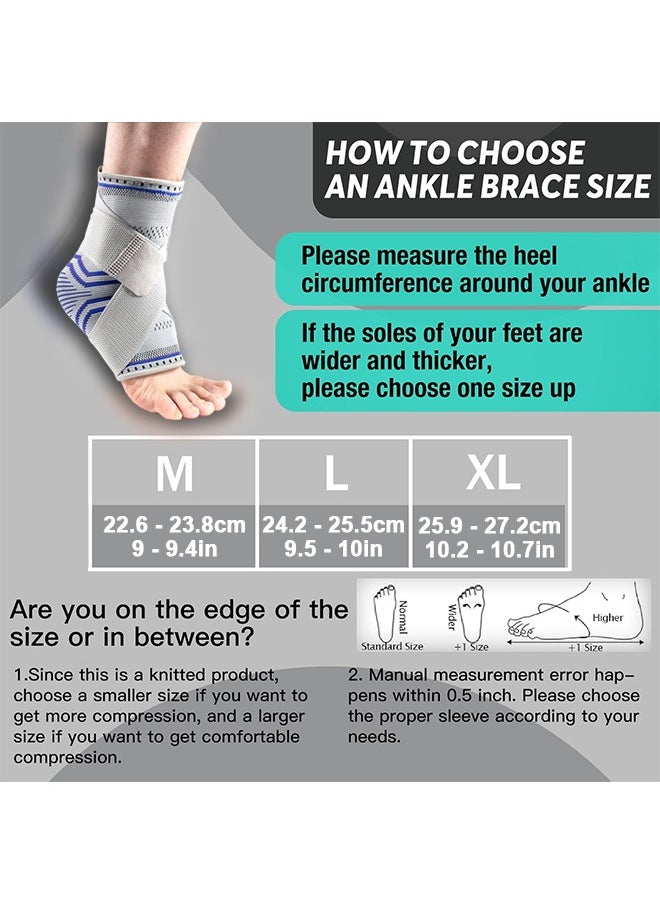 Generic - 1 Pair Ankle Brace for Sprained Ankle with Removable Strap, Compression Sleeve for Plantar Fasciitis Relief Achilles Tendonitis, Ankle Support Brace, Ankle Stabilizer Wrap for Pain Relief, L Size - Image 1