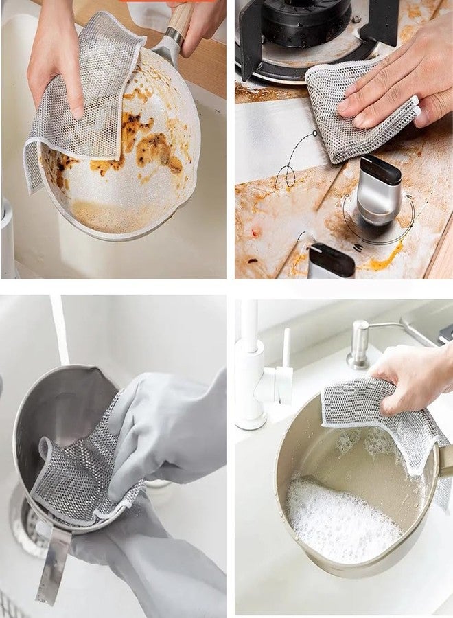 QFSH 3Pcs Wire Dishwashing Rag Cloths Multipurpose Metal Wire Cleaning Cloths Dish Rags Cloths for Washing Dishes Non-Stick Cookware Soft Thickened Wire Dishwashing Rags - Image 2
