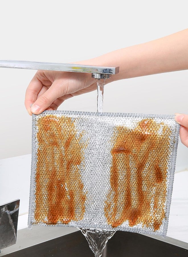 QFSH 3Pcs Wire Dishwashing Rag Cloths Multipurpose Metal Wire Cleaning Cloths Dish Rags Cloths for Washing Dishes Non-Stick Cookware Soft Thickened Wire Dishwashing Rags - Image 3