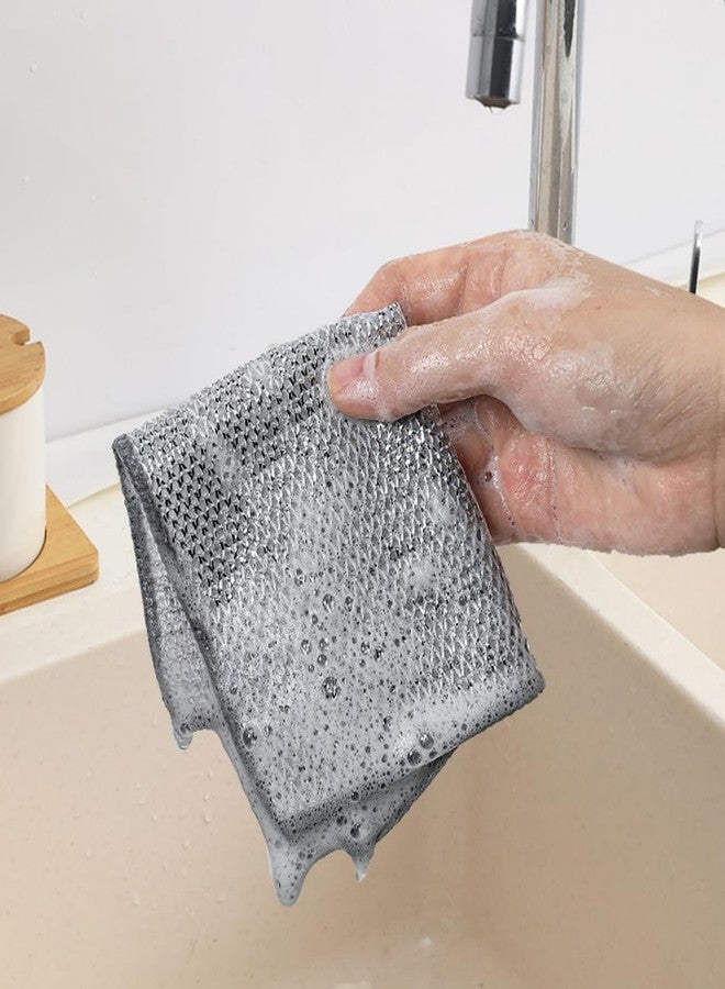 QFSH 3Pcs Wire Dishwashing Rag Cloths Multipurpose Metal Wire Cleaning Cloths Dish Rags Cloths for Washing Dishes Non-Stick Cookware Soft Thickened Wire Dishwashing Rags - Image 4