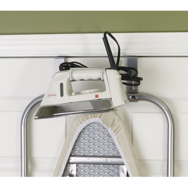 Household Essentials 144222 Over The Door Small Ironing Board with Iron Holder, Natural Cotton Cover Silver - Image 3