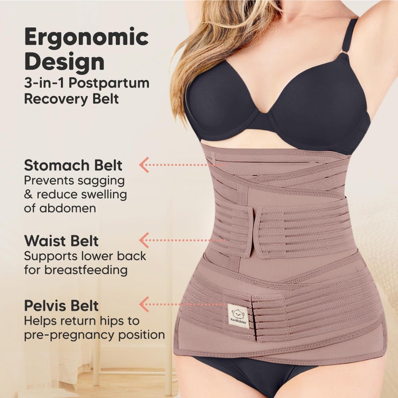 KeaBabies 3 in 1 Postpartum Belly Support Recovery Wrap â€“ Postpartum Belly Band, After Birth Brace, Slimming Girdles, Body Shaper Waist Shapewear, Post Surgery Pregnancy Belly Support Band (Dusty Plum, 2XL) - Image 2
