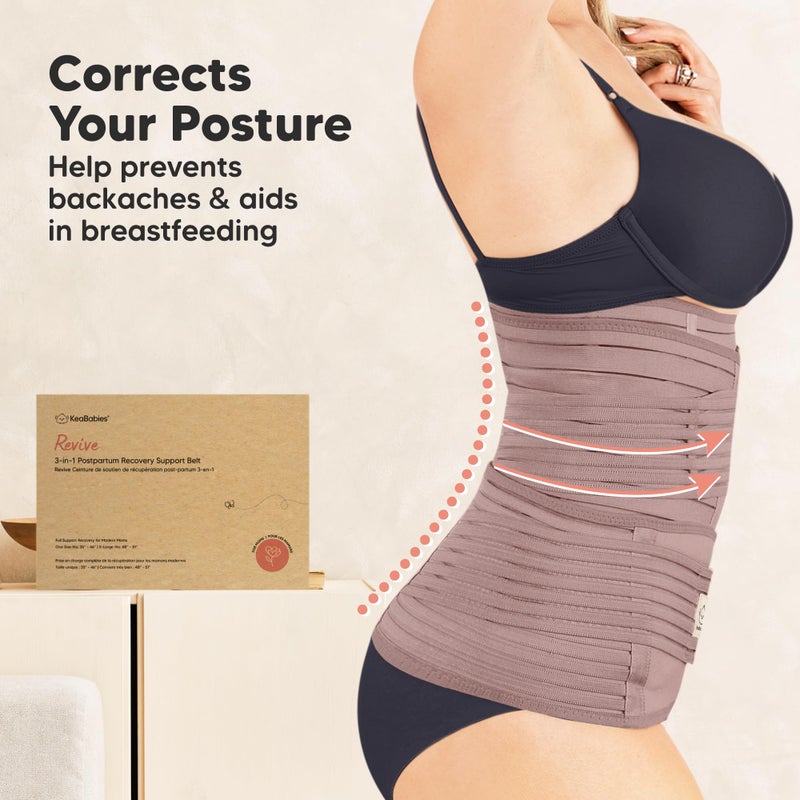 KeaBabies 3 in 1 Postpartum Belly Support Recovery Wrap â€“ Postpartum Belly Band, After Birth Brace, Slimming Girdles, Body Shaper Waist Shapewear, Post Surgery Pregnancy Belly Support Band (Dusty Plum, 2XL) - Image 4