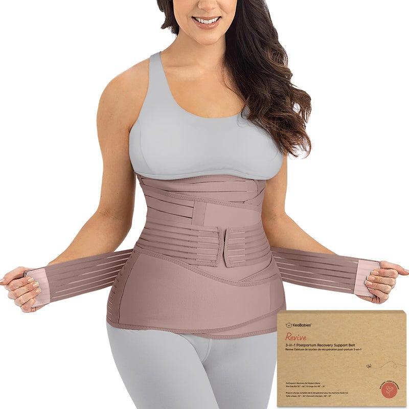KeaBabies 3 in 1 Postpartum Belly Support Recovery Wrap â€“ Postpartum Belly Band, After Birth Brace, Slimming Girdles, Body Shaper Waist Shapewear, Post Surgery Pregnancy Belly Support Band (Dusty Plum, 2XL) - Image 1