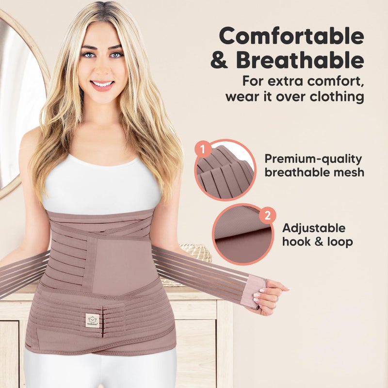 KeaBabies 3 in 1 Postpartum Belly Support Recovery Wrap â€“ Postpartum Belly Band, After Birth Brace, Slimming Girdles, Body Shaper Waist Shapewear, Post Surgery Pregnancy Belly Support Band (Dusty Plum, 2XL) - Image 3