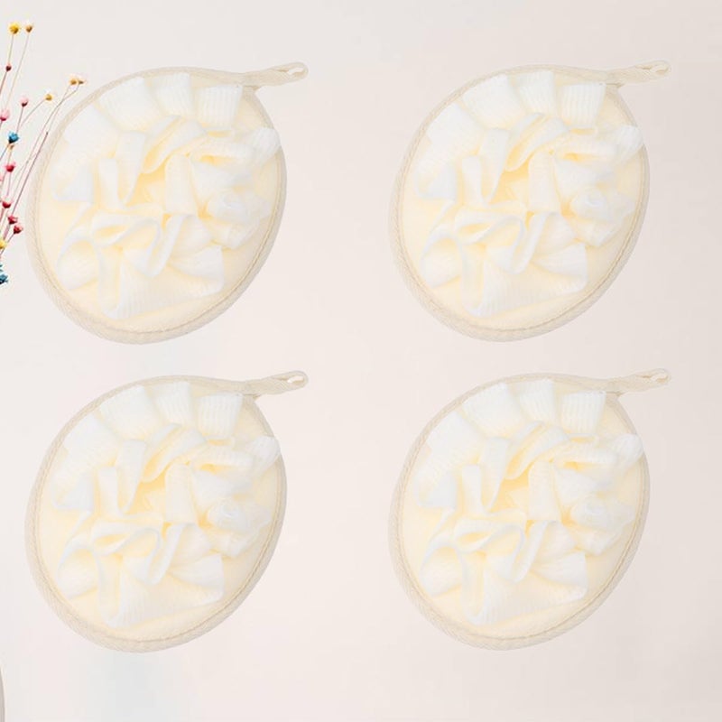 4Pcs Beige Bath Puff Set Exfoliating Mesh Scrubber Body Sponge for Women and Men - Image 4