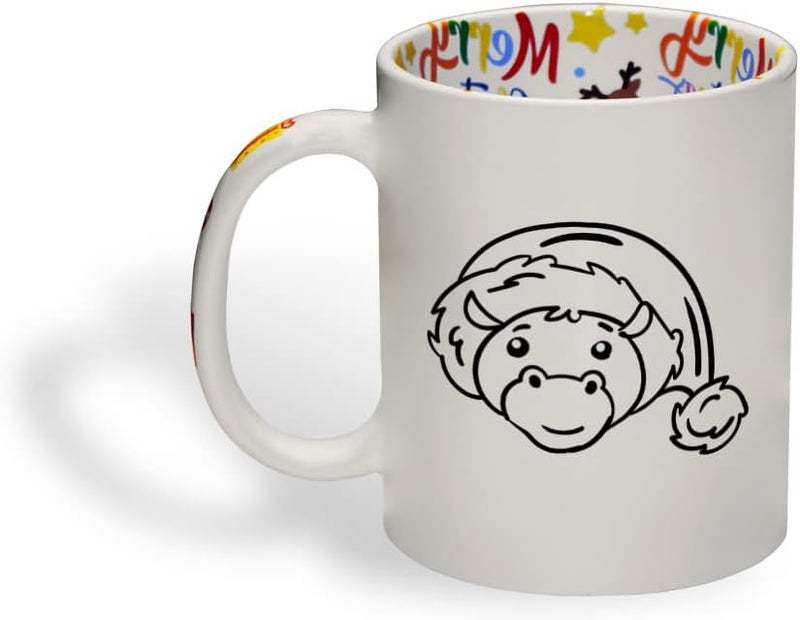 Style In Print Ceramic Christmas Coffee Mug 11 Ounces Cute Cartoon Hippo with Santa Cap Style A Funny Tea Cup Christmas Santa Cap Design Only Design Only - Image 1