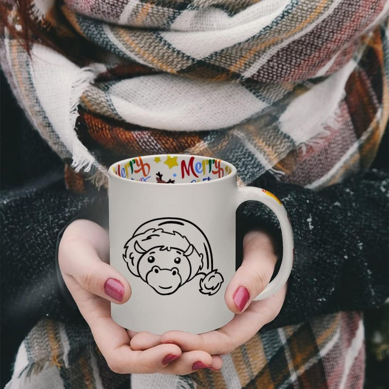 Style In Print Ceramic Christmas Coffee Mug 11 Ounces Cute Cartoon Hippo with Santa Cap Style A Funny Tea Cup Christmas Santa Cap Design Only Design Only - Image 3