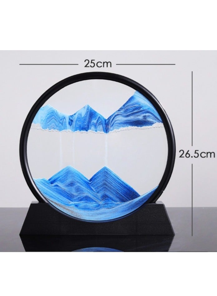 OASIS-TH Large size Flowing Sand Painting Moving Sand Art Picture Round Glass 3D Deep Sea Sandscape in Motion Display Flowing Sand Frame Home Office Desktop Decorations 12Inch - Image 2